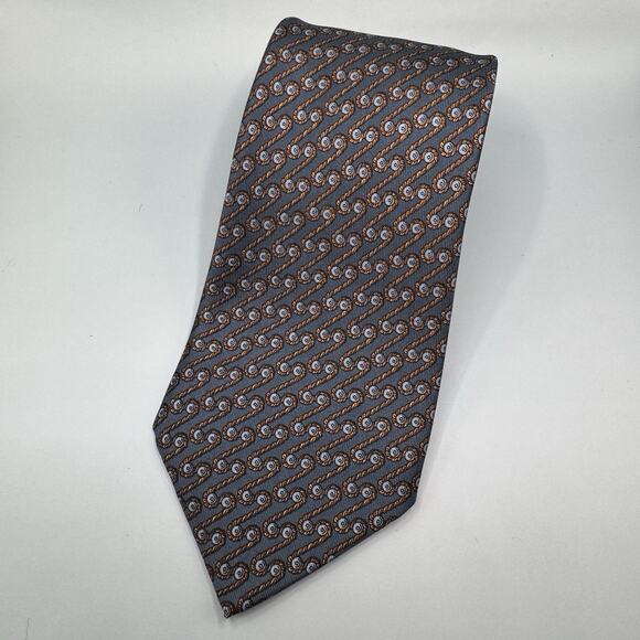 HERMES PARIS BLUE SILK MEN'S Neck Tie W:3 1/2" BY L:56" - Picture 1 of 6